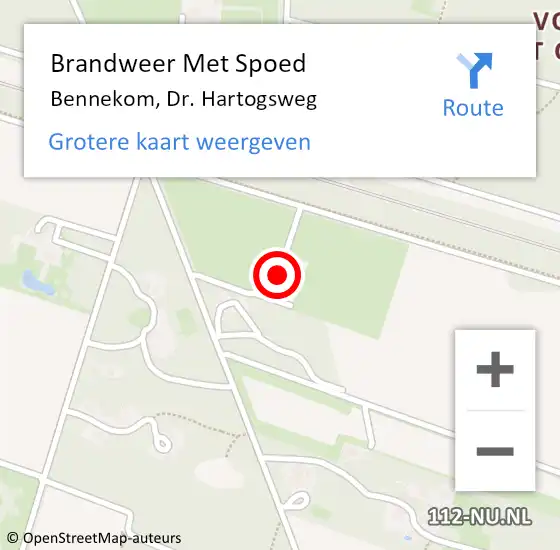 Locatie op kaart van de 112 melding: Brandweer Met Spoed Naar Bennekom, Dr. Hartogsweg op 7 februari 2022 12:26
