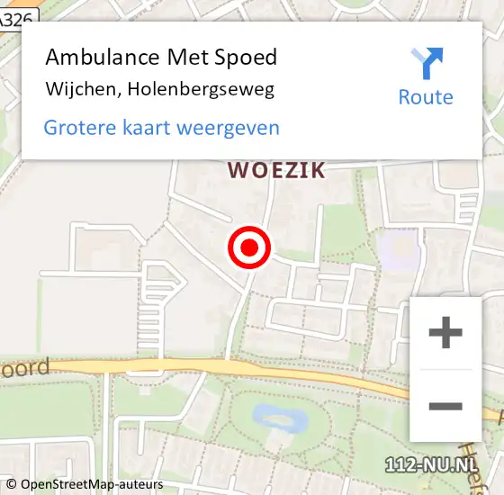 Locatie op kaart van de 112 melding: Ambulance Met Spoed Naar Wijchen, Holenbergseweg op 7 februari 2022 12:32