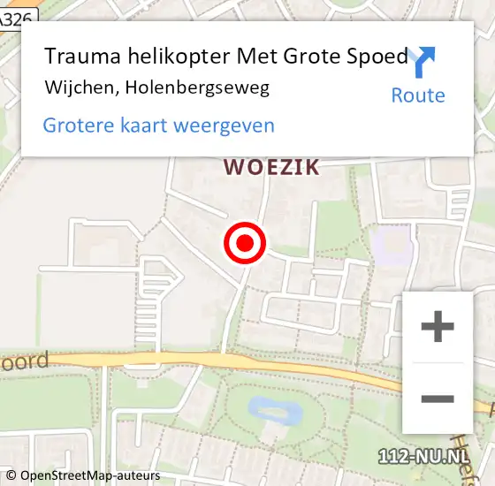 Locatie op kaart van de 112 melding: Trauma helikopter Met Grote Spoed Naar Wijchen, Holenbergseweg op 7 februari 2022 12:34