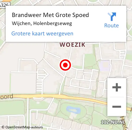 Locatie op kaart van de 112 melding: Brandweer Met Grote Spoed Naar Wijchen, Holenbergseweg op 7 februari 2022 12:43