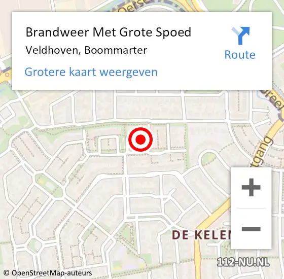 Locatie op kaart van de 112 melding: Brandweer Met Grote Spoed Naar Veldhoven, Boommarter op 7 februari 2022 12:44