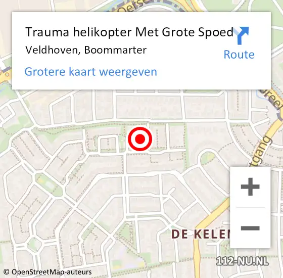 Locatie op kaart van de 112 melding: Trauma helikopter Met Grote Spoed Naar Veldhoven, Boommarter op 7 februari 2022 12:46