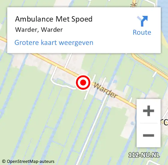 Locatie op kaart van de 112 melding: Ambulance Met Spoed Naar Warder, Warder op 7 februari 2022 13:09