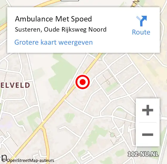 Locatie op kaart van de 112 melding: Ambulance Met Spoed Naar Susteren, Oude Rijksweg Noord op 7 februari 2022 13:39