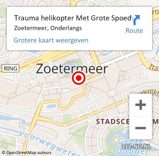 Locatie op kaart van de 112 melding: Trauma helikopter Met Grote Spoed Naar Zoetermeer, Onderlangs op 7 februari 2022 13:39