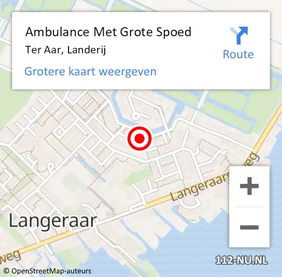 Locatie op kaart van de 112 melding: Ambulance Met Grote Spoed Naar Ter Aar, Landerij op 7 februari 2022 13:40