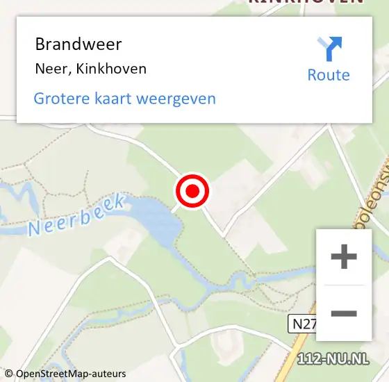 Locatie op kaart van de 112 melding: Brandweer Neer, Kinkhoven op 7 juli 2014 15:59