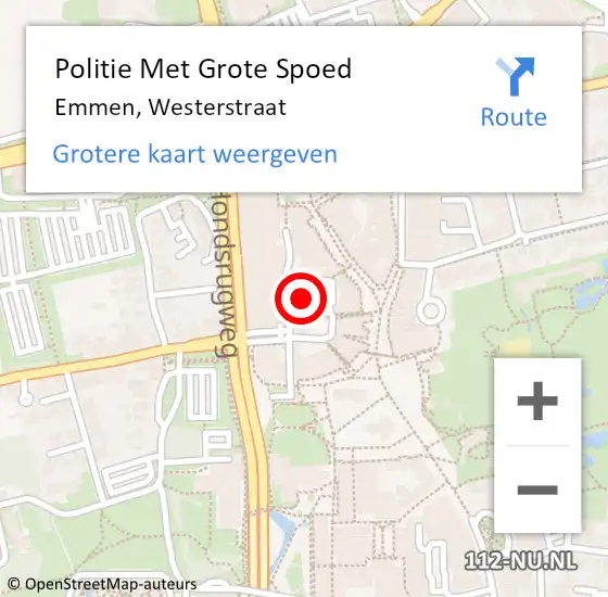 Locatie op kaart van de 112 melding: Politie Met Grote Spoed Naar Emmen, Westerstraat op 7 februari 2022 13:52