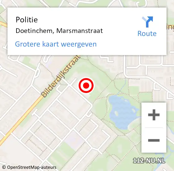 Locatie op kaart van de 112 melding: Politie Doetinchem, Marsmanstraat op 7 februari 2022 13:57