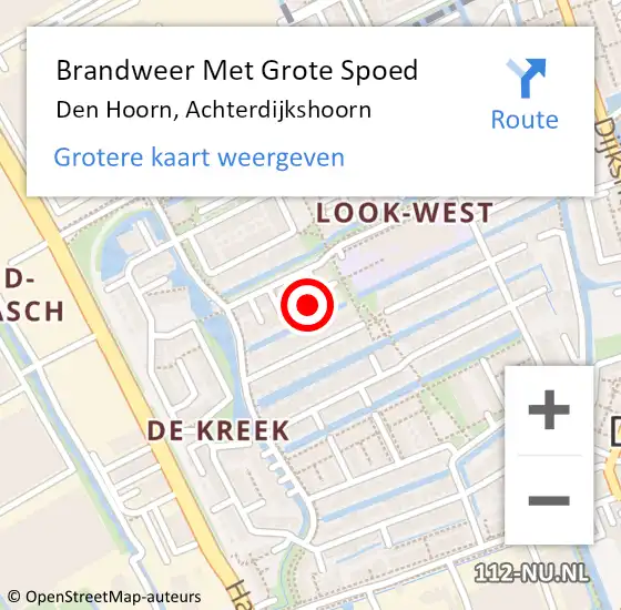 Locatie op kaart van de 112 melding: Brandweer Met Grote Spoed Naar Den Hoorn, Achterdijkshoorn op 7 februari 2022 14:01