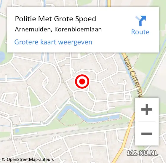 Locatie op kaart van de 112 melding: Politie Met Grote Spoed Naar Arnemuiden, Korenbloemlaan op 7 februari 2022 14:08