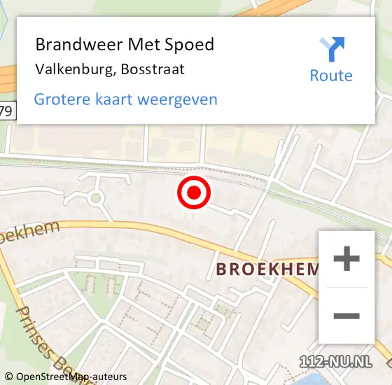 Locatie op kaart van de 112 melding: Brandweer Met Spoed Naar Valkenburg, Bosstraat op 7 februari 2022 14:10