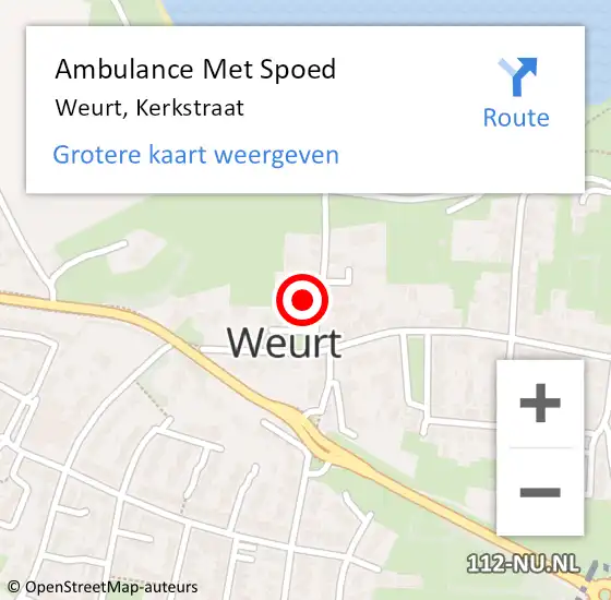 Locatie op kaart van de 112 melding: Ambulance Met Spoed Naar Weurt, Kerkstraat op 7 februari 2022 14:11