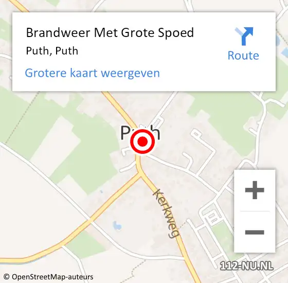 Locatie op kaart van de 112 melding: Brandweer Met Grote Spoed Naar Puth op 7 februari 2022 14:14