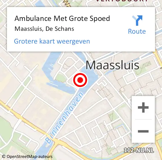 Locatie op kaart van de 112 melding: Ambulance Met Grote Spoed Naar Maassluis, De Schans op 7 februari 2022 14:20