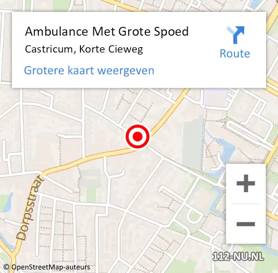 Locatie op kaart van de 112 melding: Ambulance Met Grote Spoed Naar Castricum, Korte Cieweg op 7 februari 2022 14:21