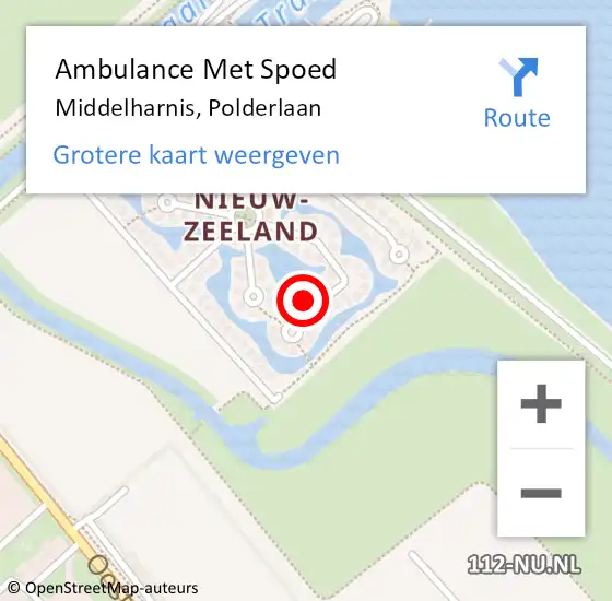 Locatie op kaart van de 112 melding: Ambulance Met Spoed Naar Middelharnis, Polderlaan op 7 februari 2022 14:23