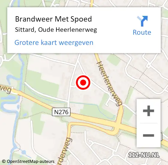 Locatie op kaart van de 112 melding: Brandweer Met Spoed Naar Sittard, Oude Heerlenerweg op 7 februari 2022 14:27