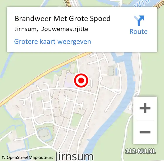 Locatie op kaart van de 112 melding: Brandweer Met Grote Spoed Naar Jirnsum, Douwemastrjitte op 7 februari 2022 15:06