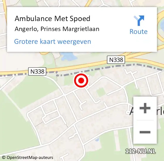 Locatie op kaart van de 112 melding: Ambulance Met Spoed Naar Angerlo, Prinses Margrietlaan op 7 februari 2022 15:07