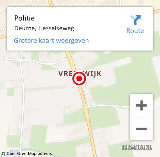 Locatie op kaart van de 112 melding: Politie Deurne, Liesselseweg op 7 februari 2022 15:13