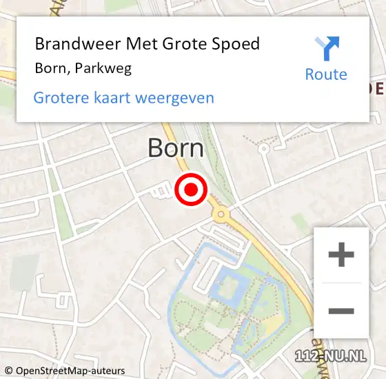 Locatie op kaart van de 112 melding: Brandweer Met Grote Spoed Naar Born, Parkweg op 7 februari 2022 15:48