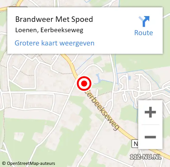 Locatie op kaart van de 112 melding: Brandweer Met Spoed Naar Loenen, Eerbeekseweg op 7 februari 2022 15:50