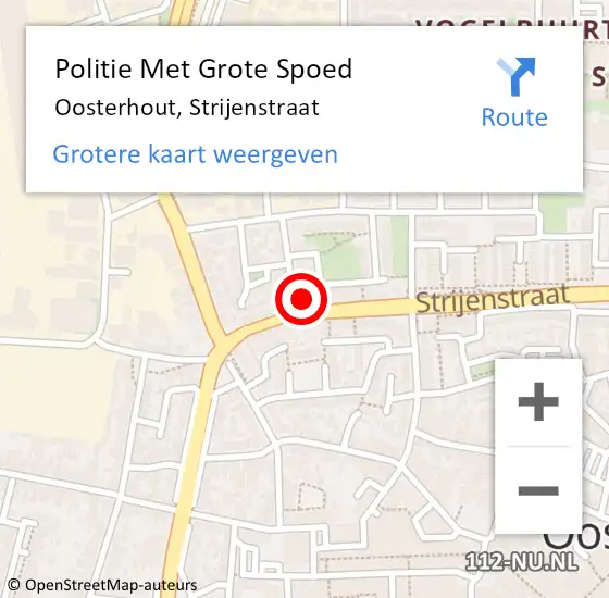 Locatie op kaart van de 112 melding: Politie Met Grote Spoed Naar Oosterhout, Strijenstraat op 7 februari 2022 15:50