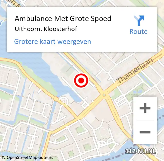 Locatie op kaart van de 112 melding: Ambulance Met Grote Spoed Naar Uithoorn, Kloosterhof op 7 februari 2022 15:54