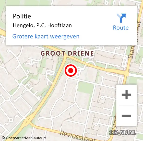Locatie op kaart van de 112 melding: Politie Hengelo, P.C. Hooftlaan op 7 februari 2022 15:56