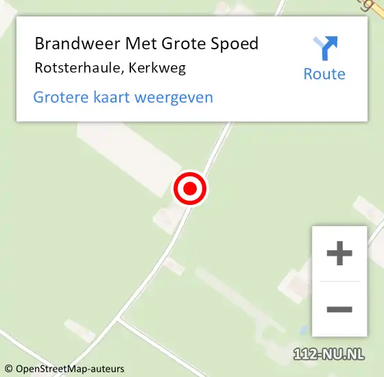 Locatie op kaart van de 112 melding: Brandweer Met Grote Spoed Naar Rotsterhaule, Kerkweg op 7 februari 2022 15:59