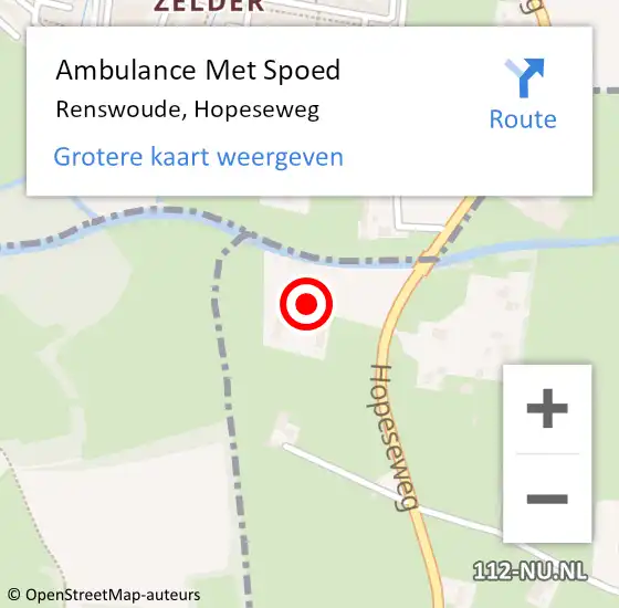 Locatie op kaart van de 112 melding: Ambulance Met Spoed Naar Renswoude, Hopeseweg op 7 februari 2022 16:01