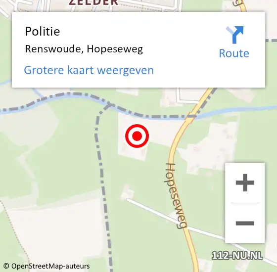 Locatie op kaart van de 112 melding: Politie Renswoude, Hopeseweg op 7 februari 2022 16:04