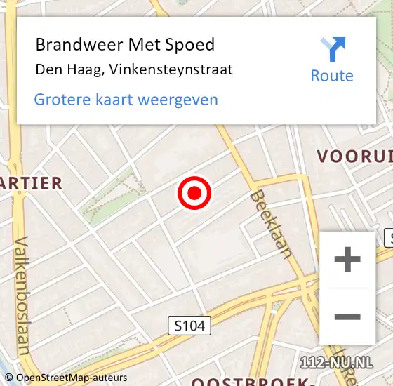 Locatie op kaart van de 112 melding: Brandweer Met Spoed Naar Den Haag, Vinkensteynstraat op 7 februari 2022 16:19