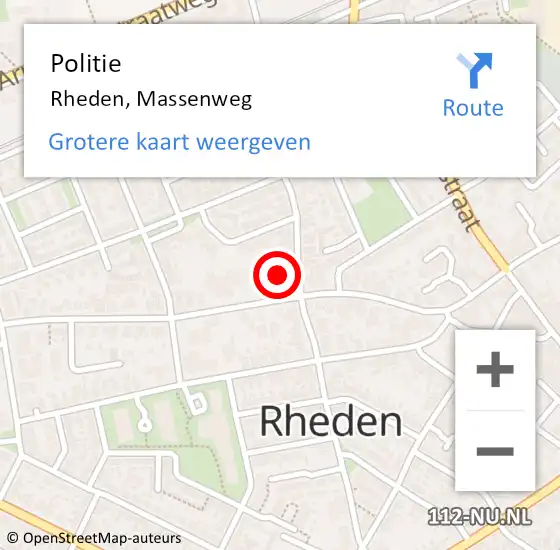 Locatie op kaart van de 112 melding: Politie Rheden, Massenweg op 7 februari 2022 16:28