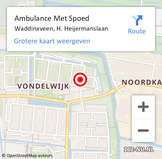 Locatie op kaart van de 112 melding: Ambulance Met Spoed Naar Waddinxveen, H. Heijermanslaan op 7 februari 2022 16:28