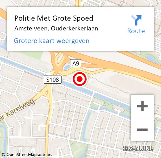 Locatie op kaart van de 112 melding: Politie Met Grote Spoed Naar Amstelveen, Ouderkerkerlaan op 7 februari 2022 16:30