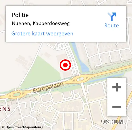 Locatie op kaart van de 112 melding: Politie Nuenen, Kapperdoesweg op 7 februari 2022 16:38