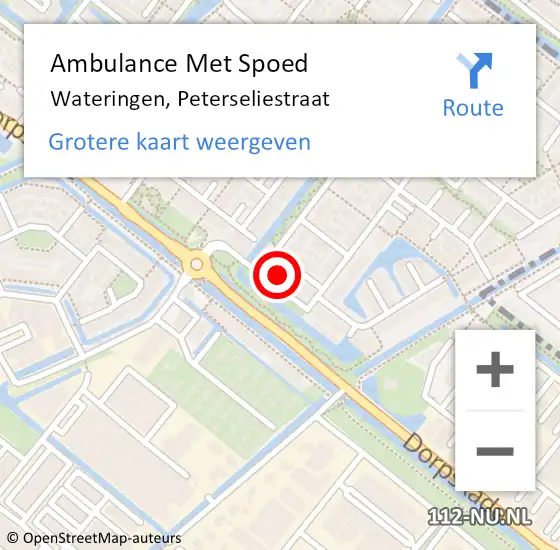 Locatie op kaart van de 112 melding: Ambulance Met Spoed Naar Wateringen, Peterseliestraat op 7 februari 2022 16:44