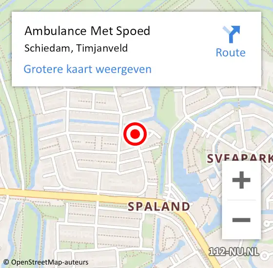 Locatie op kaart van de 112 melding: Ambulance Met Spoed Naar Schiedam, Timjanveld op 7 februari 2022 16:49