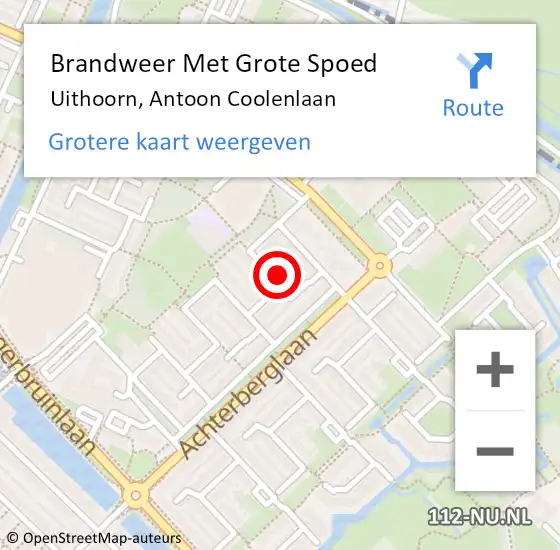 Locatie op kaart van de 112 melding: Brandweer Met Grote Spoed Naar Uithoorn, Antoon Coolenlaan op 7 februari 2022 16:55