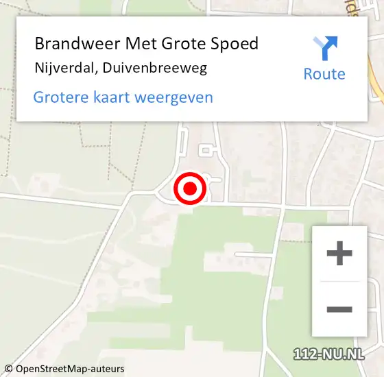 Locatie op kaart van de 112 melding: Brandweer Met Grote Spoed Naar Nijverdal, Duivenbreeweg op 7 februari 2022 17:41