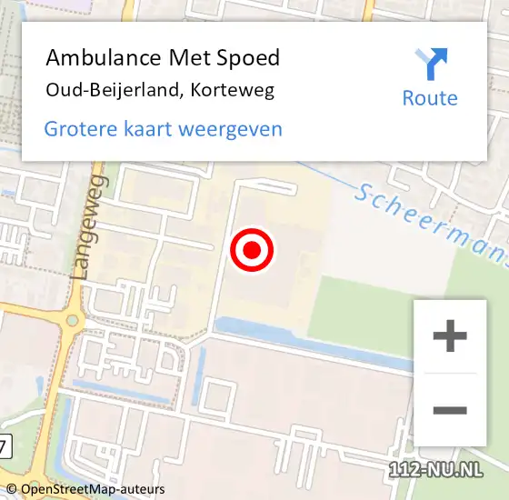 Locatie op kaart van de 112 melding: Ambulance Met Spoed Naar Oud-Beijerland, Korteweg op 7 februari 2022 17:44