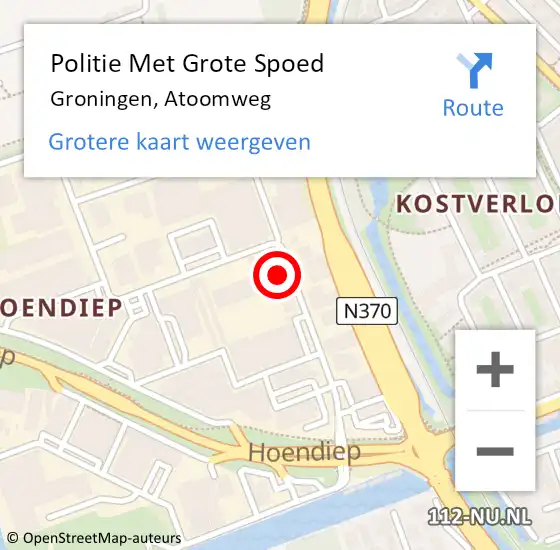 Locatie op kaart van de 112 melding: Politie Met Grote Spoed Naar Groningen, Atoomweg op 7 februari 2022 17:54