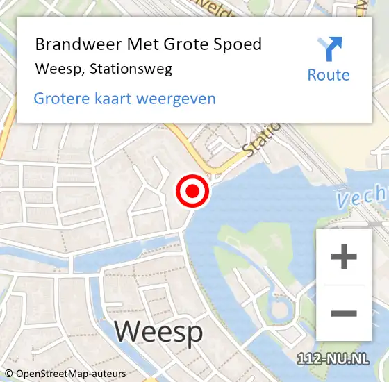 Locatie op kaart van de 112 melding: Brandweer Met Grote Spoed Naar Weesp, Stationsweg op 7 februari 2022 18:09