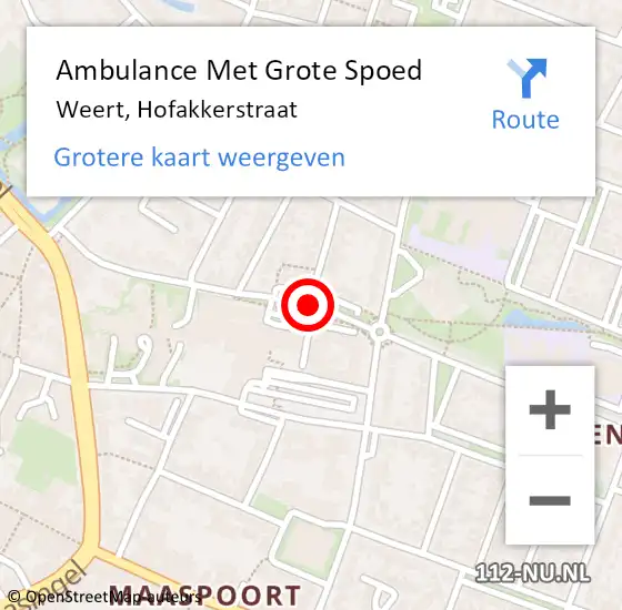 Locatie op kaart van de 112 melding: Ambulance Met Grote Spoed Naar Weert, Hofakkerstraat op 7 juli 2014 16:30