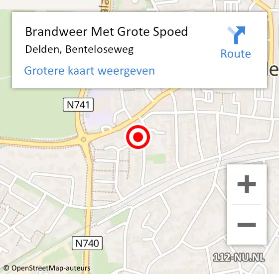 Locatie op kaart van de 112 melding: Brandweer Met Grote Spoed Naar Delden, Benteloseweg op 7 februari 2022 18:26