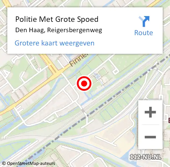 Locatie op kaart van de 112 melding: Politie Met Grote Spoed Naar Den Haag, Reigersbergenweg op 7 februari 2022 18:39