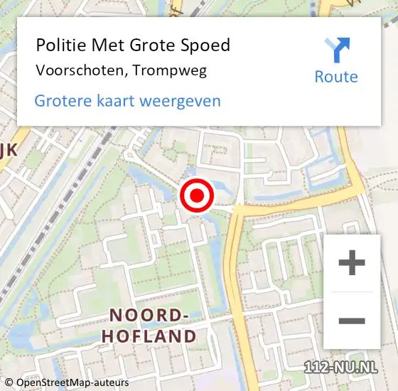 Locatie op kaart van de 112 melding: Politie Met Grote Spoed Naar Voorschoten, Trompweg op 7 februari 2022 19:01