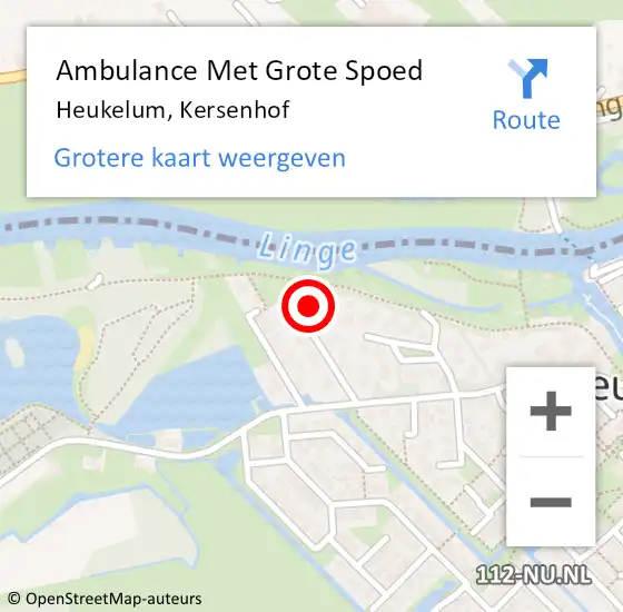 Locatie op kaart van de 112 melding: Ambulance Met Grote Spoed Naar Heukelum, Kersenhof op 7 februari 2022 19:01